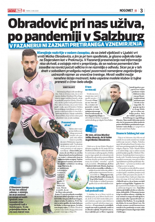 Denis Rajbar ne ve nič o zanimanju Maribora za Obradovića, pravi pa da Matko pri Muri uživa.