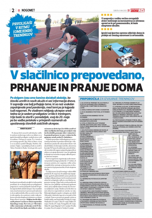 Priporočila za izvajanje treningov.