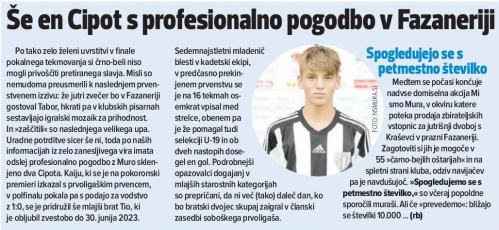 Tio Cipot je podpisal prvo profesionalno pogodbo z Muro in sicer do 30. junija 2023.