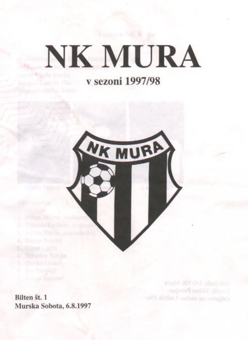 Naslovnica biltena pred pričetkom sezone 1997/1998.