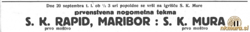 Vabilo na tekmo Mura: Rapid Maribor.