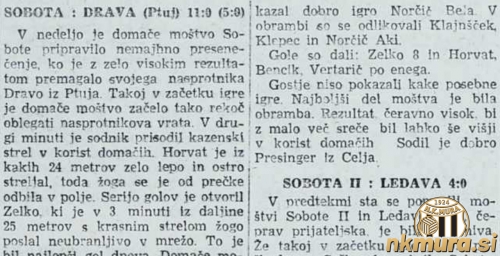Ob zmagi Sobote nad ptujsko Dravo je osem zadetkov dosegel Feri Zelko.