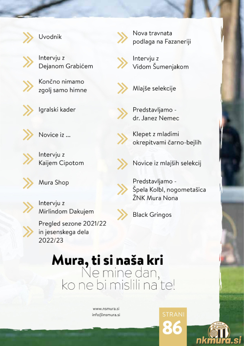 Vsebina desete številke revije Mura.