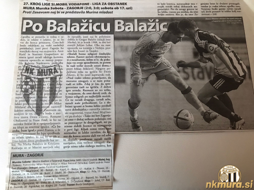 Takole so v Ekipi napovedali tekmo Mura : Zagorje leta 2005, v kateri sta kasneje zaigrala oba brata Balažic.