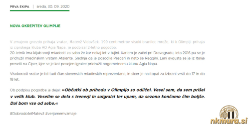 V Slovenijo se je vrnil 30. septembra 2020.