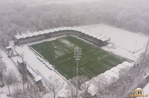 Pogled na zasneženo Fazanerijo. Fotografija je nastala 6. decembra 2023.