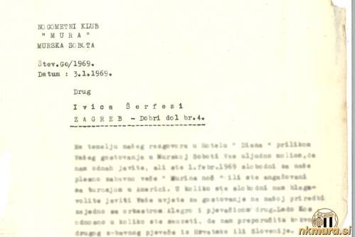 Del vabila Ivici Šerfeziju na Murino noč leta 1969.