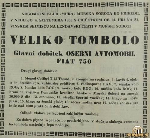 Tombola Mure, 4. septembra 1966.
