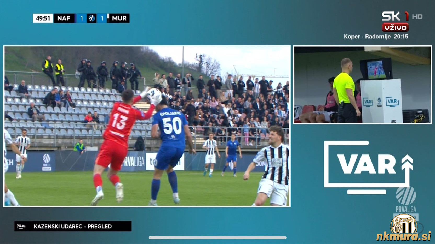 Sporna situacija na tekmi med Nafto in Muro.