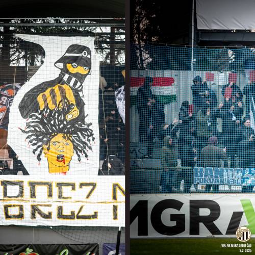 Navijaško dogajanje na prekmurskem derbiju. Na eni strani Black Gringosi, na drugi Gorgone.