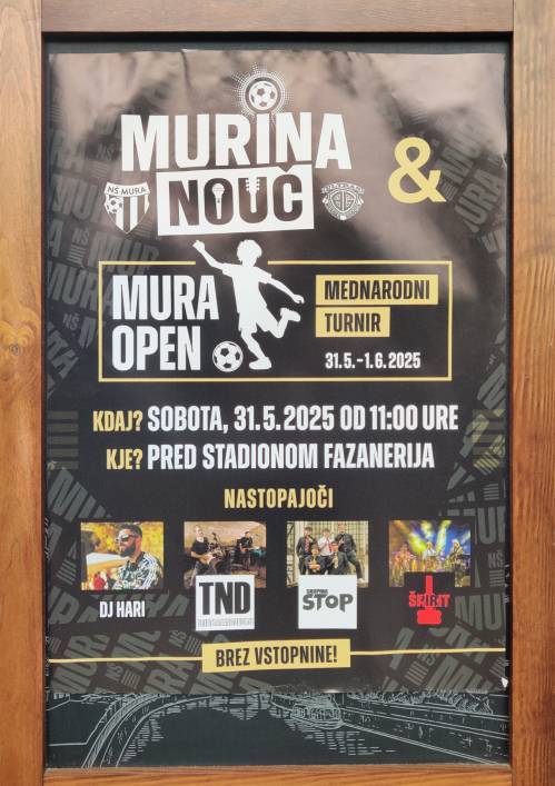 Vabilo na Murino nouč, ki bo 31. maja 2025 pred stadionom Fazanerija.